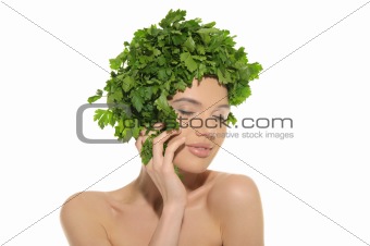 beautiful woman with hat of parsley