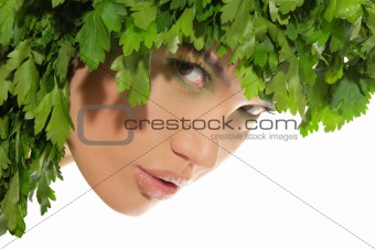 beautiful woman with hat of parsley