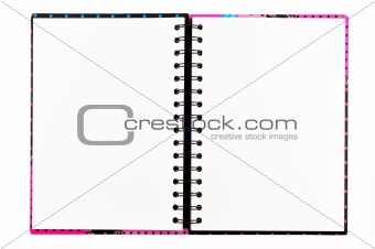 Open blank note book, isolated