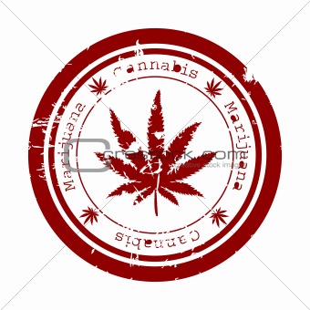 Red stamp with marijuana leaf