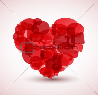 Heart made from red cartoon bubbles