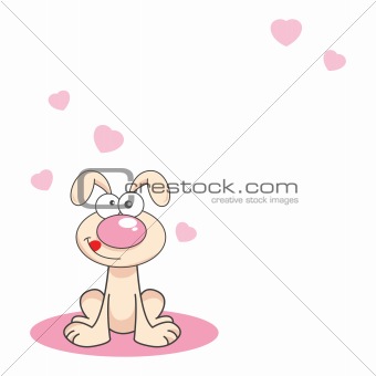 cute puppy valentine note with hearts