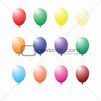 isolated balloons on white background