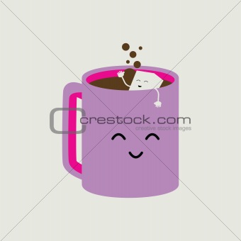 pink cartoon coffee cup