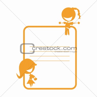 two cute girls on a schoolbook sticker