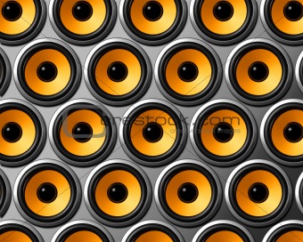 orange speakers wall