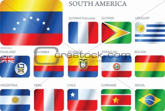 Flags South America - set of buttons.