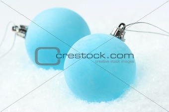 Frosty blue Christmas baubles