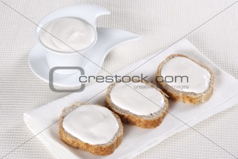 Canape with soft cheese