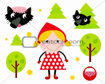 Little Red Riding Hood & Black Wolf icon collection

