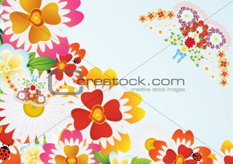 Abstract butterfly and flowers