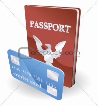 Passport and credit card illustration. Personal identity concept