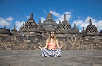 Meditation at Borobudur temple 