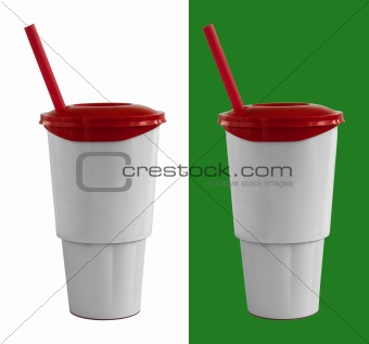 Fast food cup with red tube