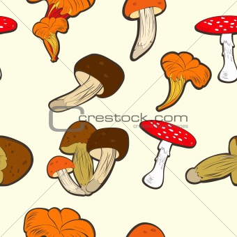 Seamless wallpaper with mushrooms