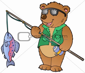 Cartoon bear fisherman