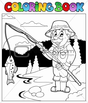 Coloring book with fisherman 1