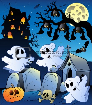 Halloween scenery with cemetery 6