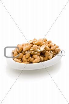 Cashews on white isolated background