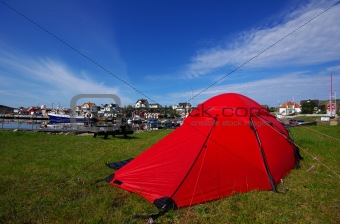 Camping next to the Harbour on Hyppeln, Sweden
