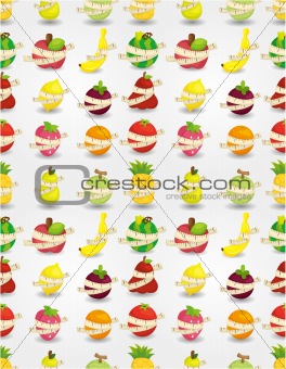 fresh fruit and ruler health seamless pattern