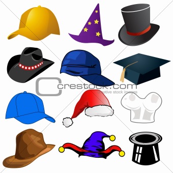 Various hats illustration clipart icons