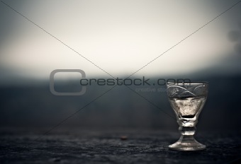commemorative glass of vodka at the Russian cemetery unknown sol