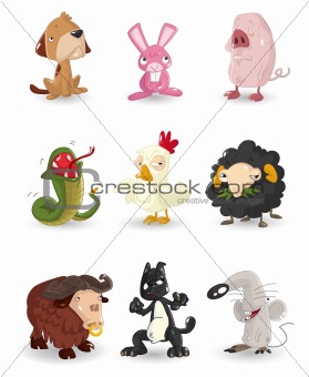 cartoon animal icons set