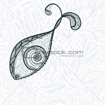 vector eye shaped fish on seamless water background