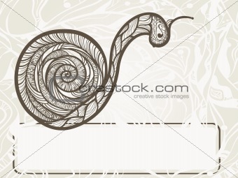 vector hand drawn monochrome snail  with frame for your text