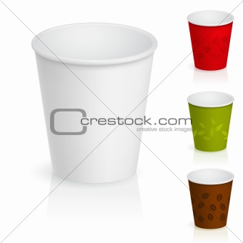 Empty cardboard coffee cups