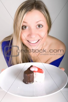 woman holding cake