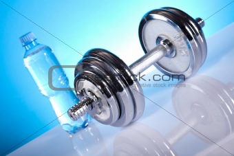 Dumbbell and bottle water