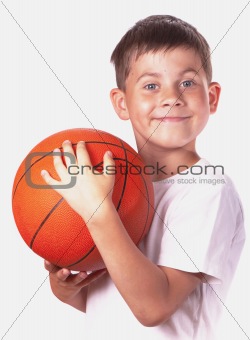 Boy and basketball ball