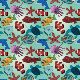 cartoon fish seamless pattern