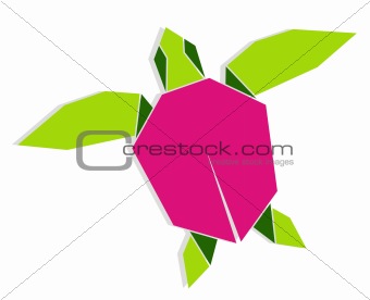 Multicolored origami turtle