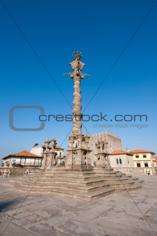 The medieval pillory of Porto in Se Cathedral Square, Portugal 