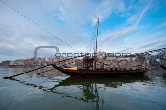 Tipical wine boats (rebelos) in the Douro river, (Oporto - Portu
