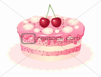 cherry cake white background and restaurant