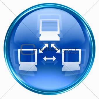 Network icon blue, isolated on white background.