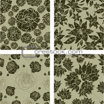 Seamless grunge floral pattern 