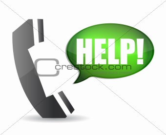 Phone with chat box asking for help. Illustration design