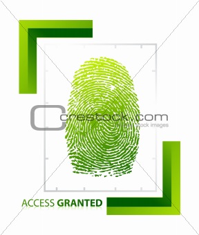 illustration of access granted sign with thumb on isolated background