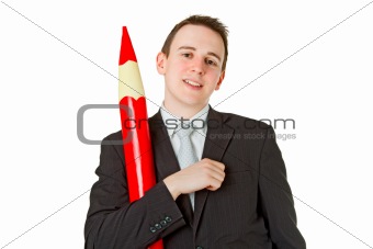 Businessman with red pencil