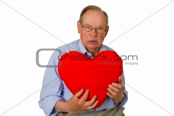 Male senior red heart