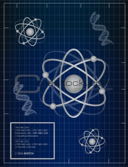 Atoms and DNA matching background illustration design