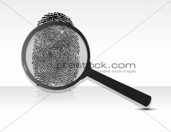 Illustration of a magnifying glass over a fingerprint