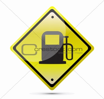 Gas station yellow sign illustration design over a white background