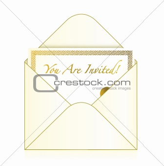Invitation cart inside an envelope illustration design isolated over white