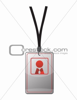 Security ID pass on a black lanyard. Isolated on white, ready for your text.